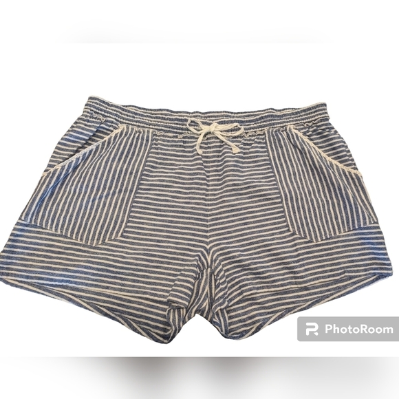 DRAWSTRING striped linen blend shorts Size 2X - Picture 1 of 5
